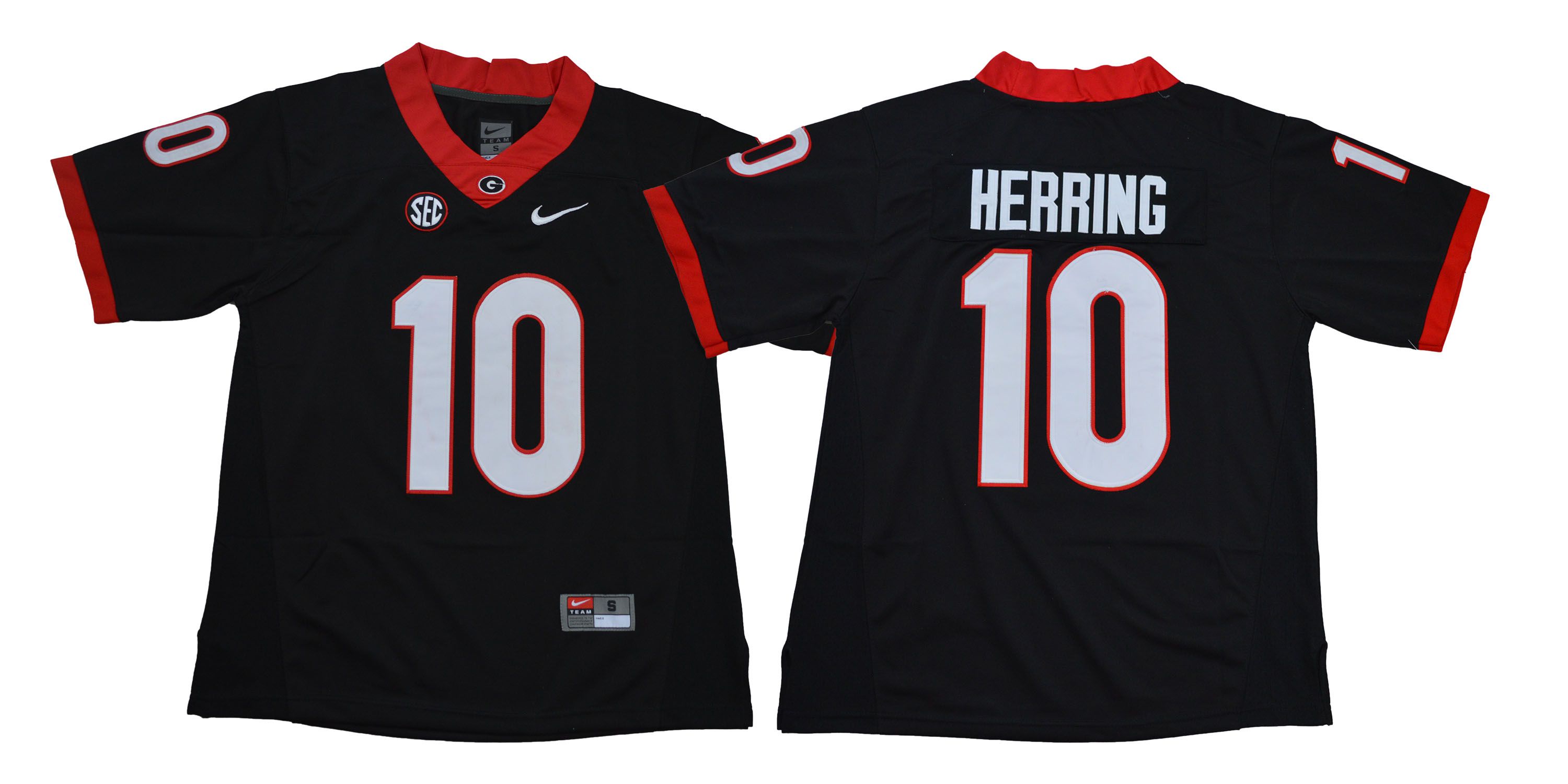 Men Georgia Bulldogs 10 Herring Black NCAA Jerseys